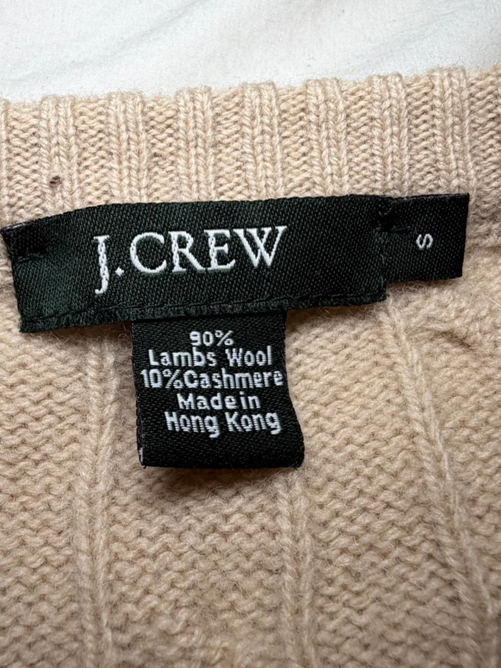 J.CREW | wool and cashmere tan cable crewneck sweater men’s small